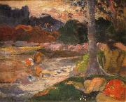Tahitians on the Riverbank Paul Gauguin